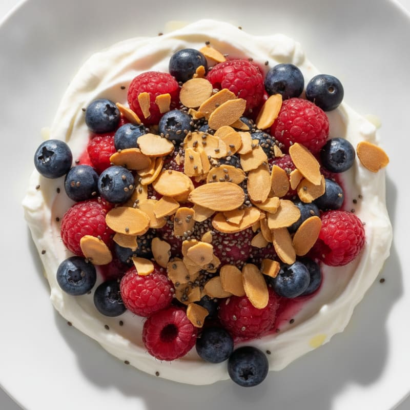 Creamy Greek Yogurt Protein Parfait with Mixed Berries and Almonds
