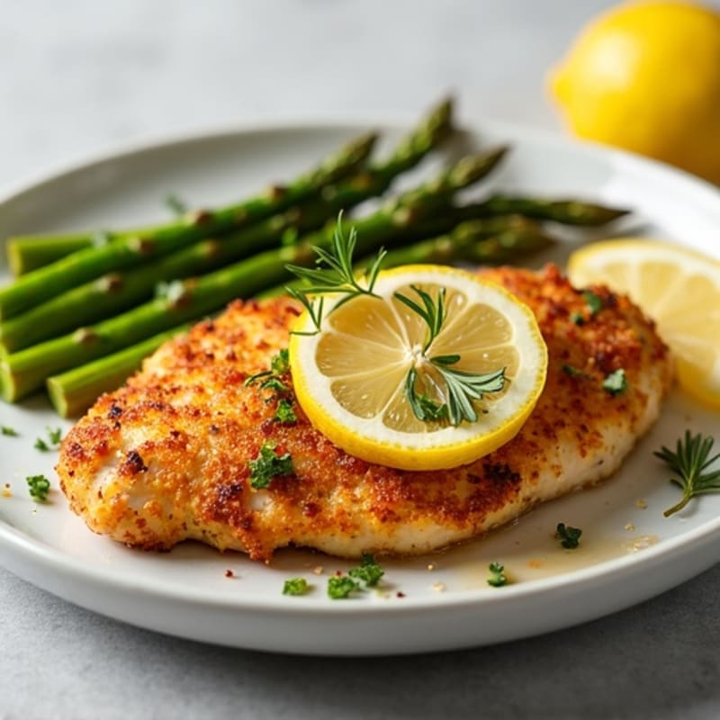 Crispy Lemon-Herb Chicken with Roasted Asparagus