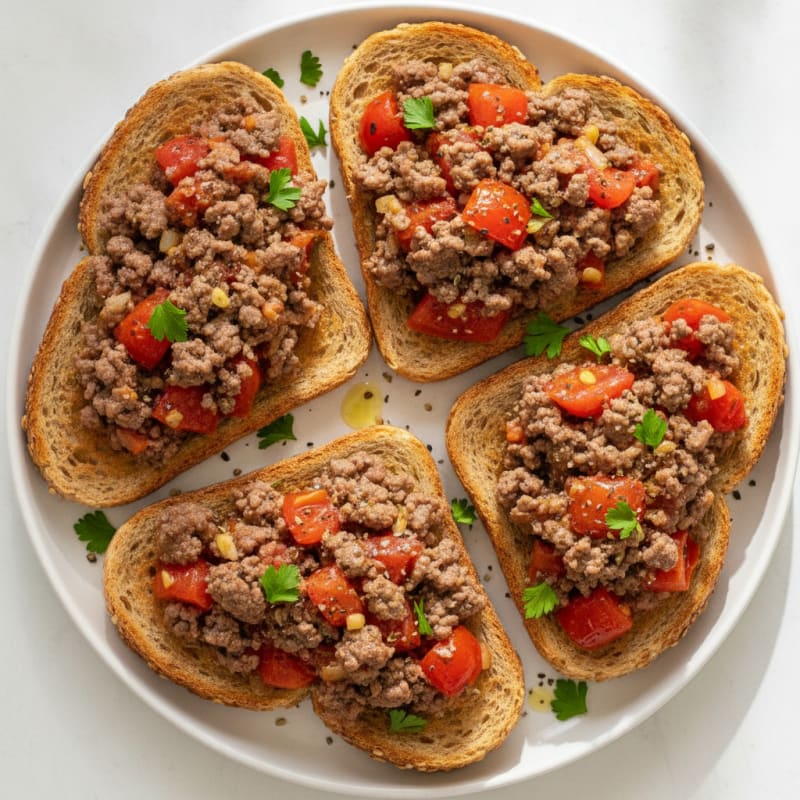 Ground Beef and Tomato Toasts
