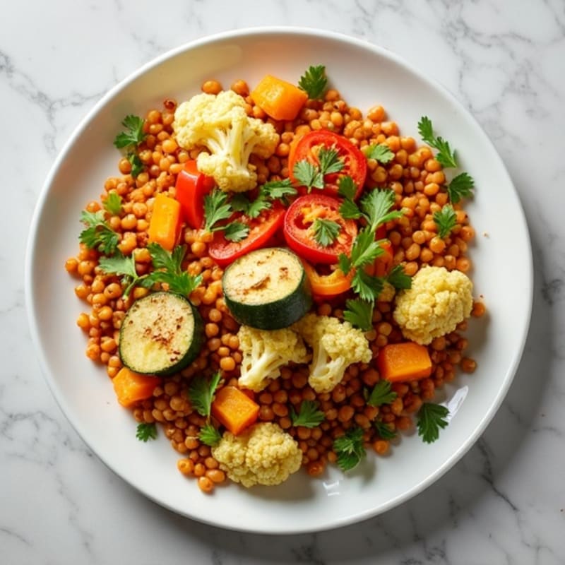 Creamy Curried Lentils with Roasted Vegetables