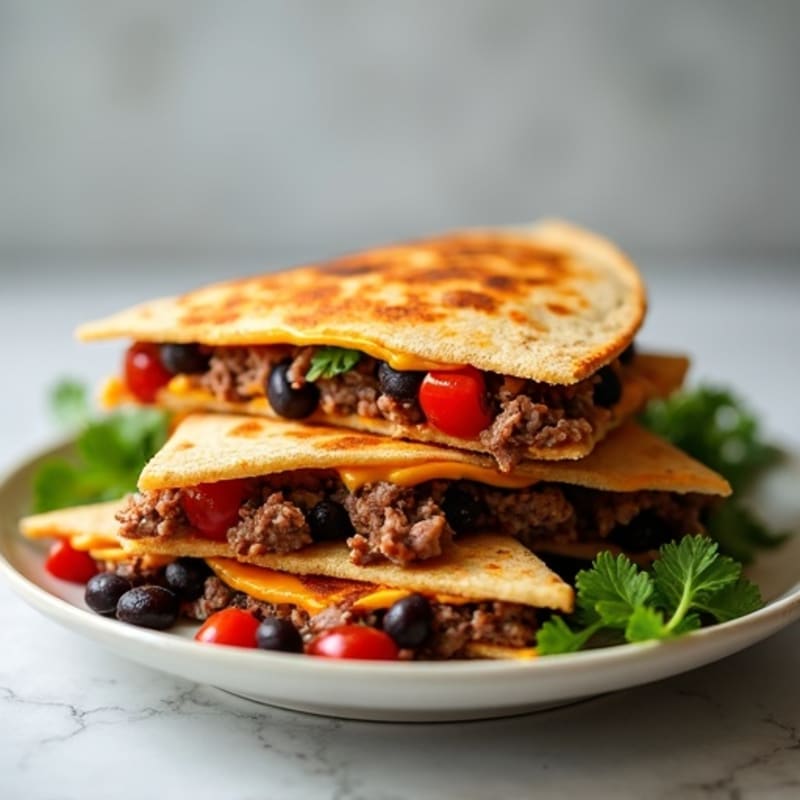 Crispy Lean Steak and Black Bean Quesadillas