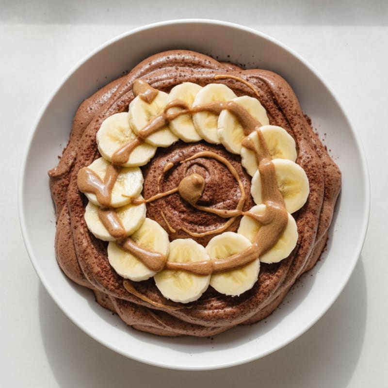 Silky Protein Chocolate Yogurt Mousse with Sliced Banana