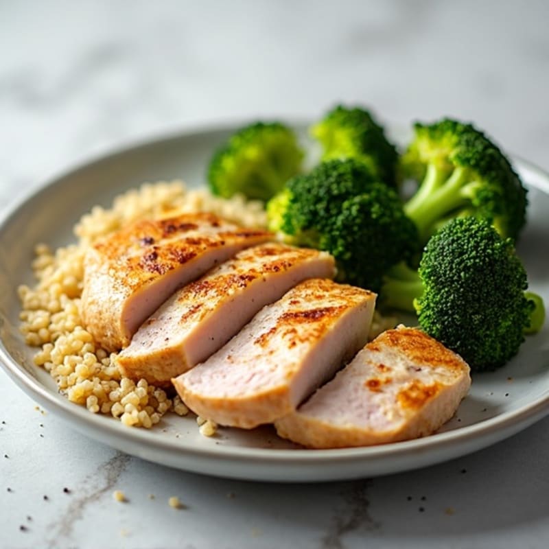 Grilled Turkey Breast with Quinoa and Roasted Broccoli