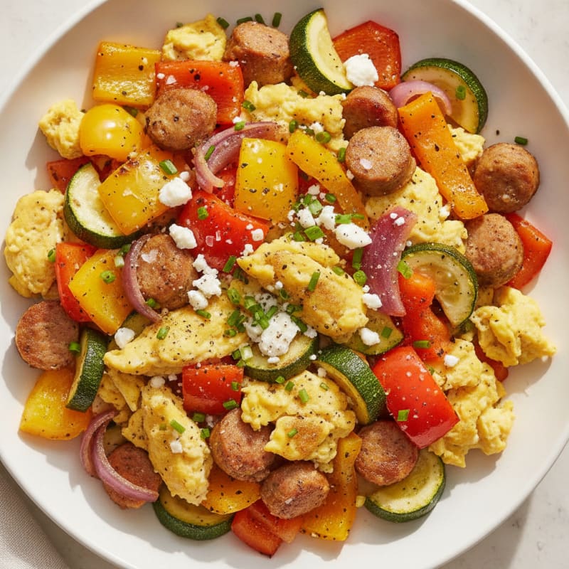 Roasted Vegetable and Egg Scramble