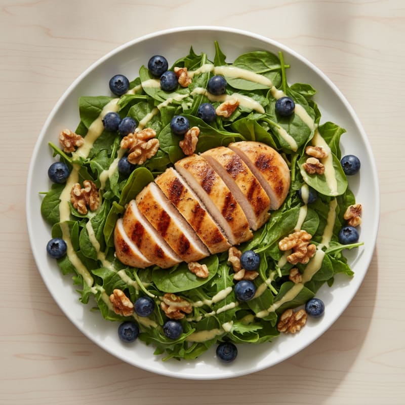 Grilled Chicken Salad with Blueberries and Walnuts