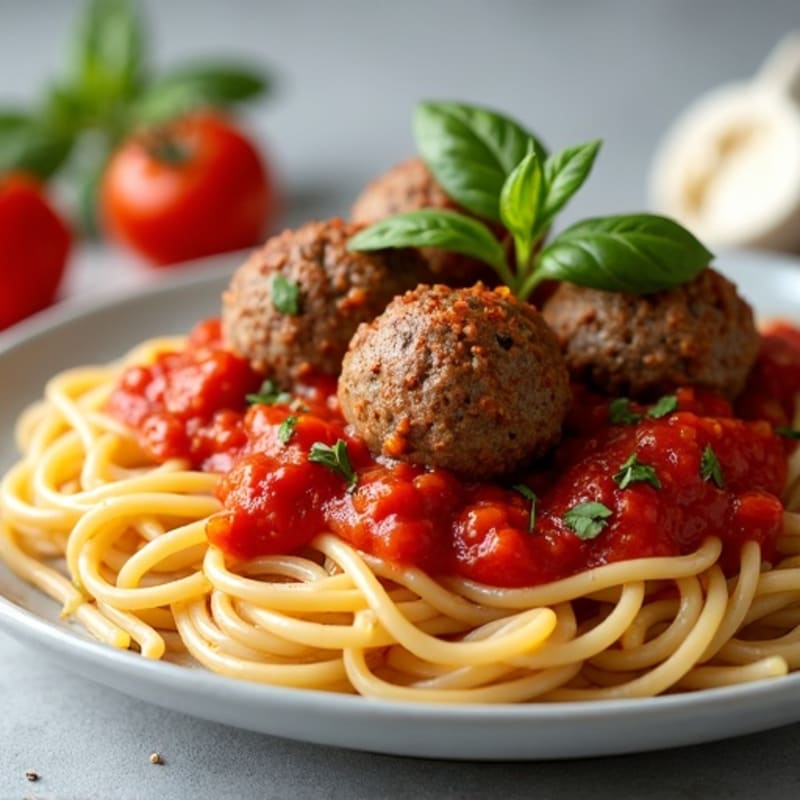 Tender Lean Beef Meatballs with Whole Wheat Spaghetti and Fresh Herb Tomato Sauce
