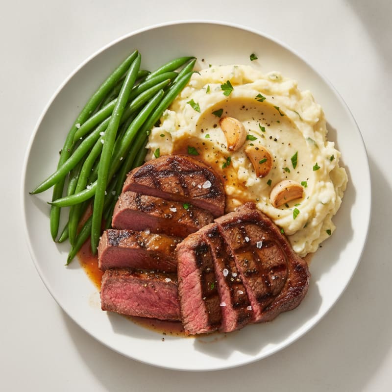Pan-Seared Steak with Garlic Mashed Potatoes