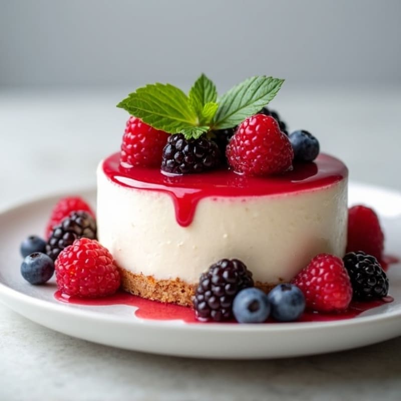 Greek Yogurt Protein Cheesecake with Mixed Berries
