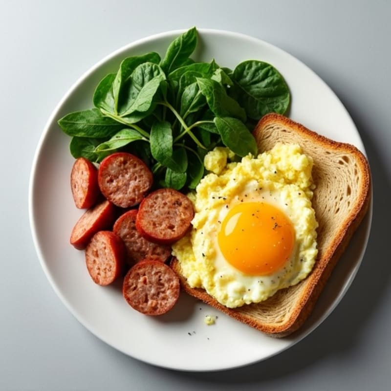 Egg White Scramble with Spinach and Turkey Sausage
