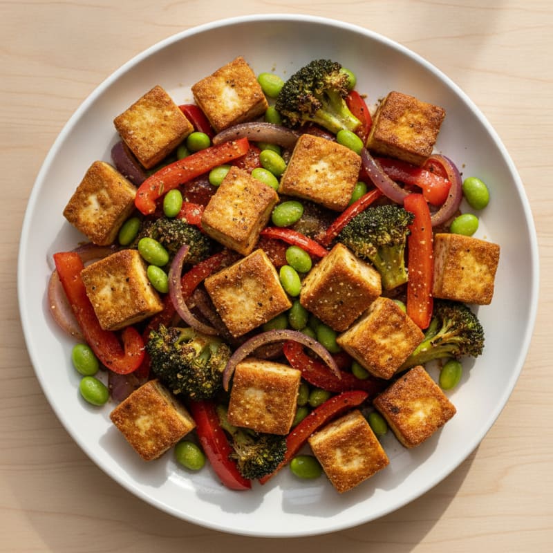 Pan-Seared Tofu with Roasted Vegetables