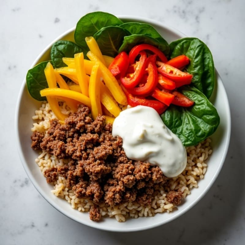 Seasoned Ground Beef Bowl with Special Sauce