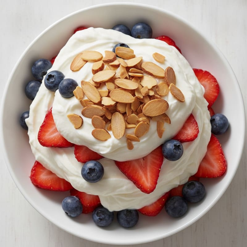 Greek Yogurt Protein Parfait with Mixed Berries and Almonds