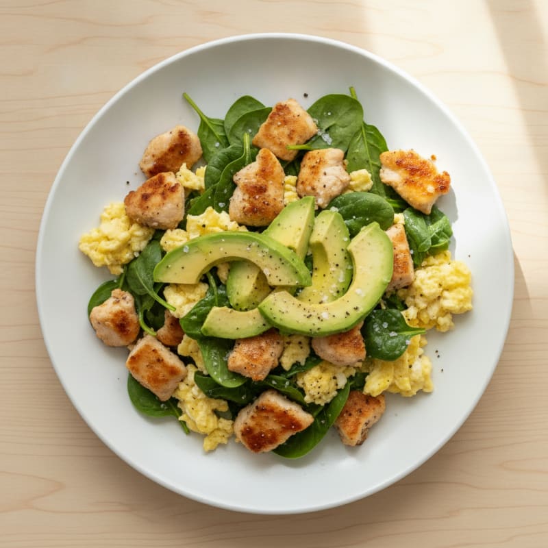 Avocado Chicken and Egg Scramble