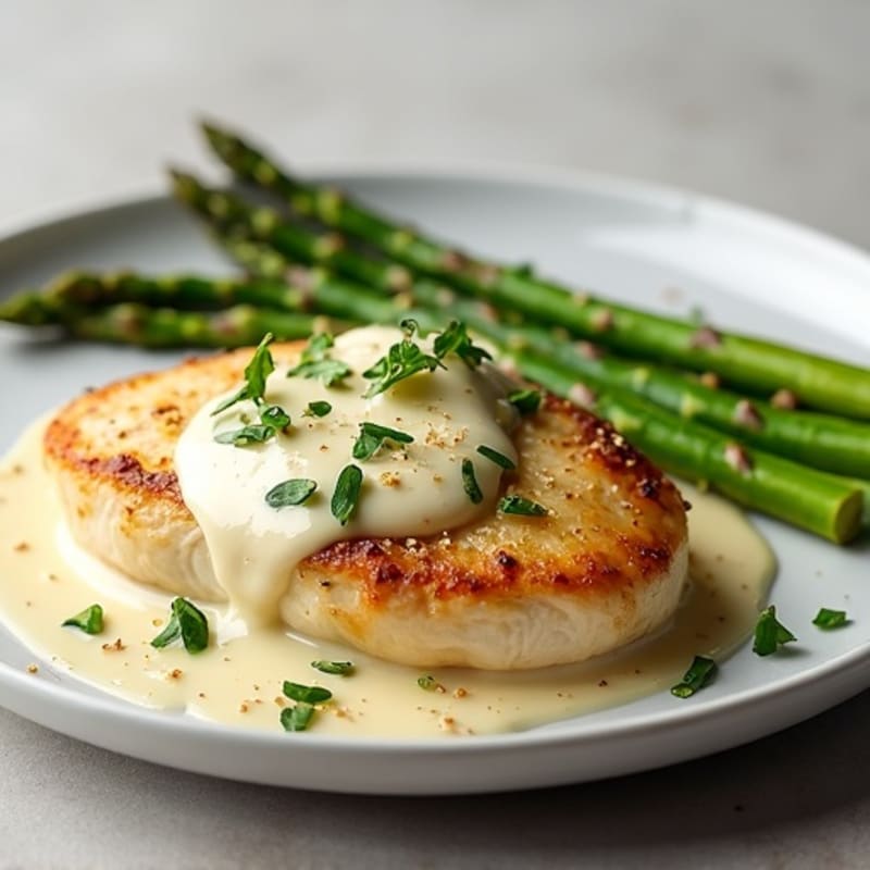 Creamy Garlic Butter Chicken with Roasted Asparagus