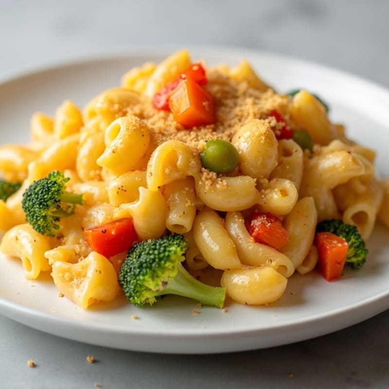 Healthy Baked Mac and Cheese with Chicken and Roasted Vegetables