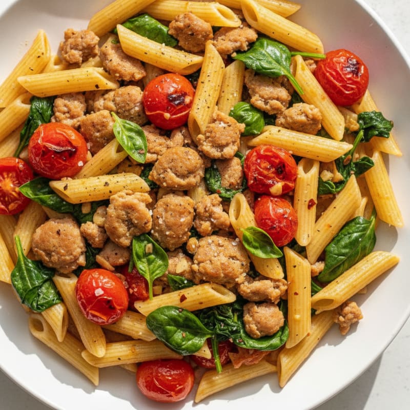 Sausage Pasta with Blistered Tomatoes