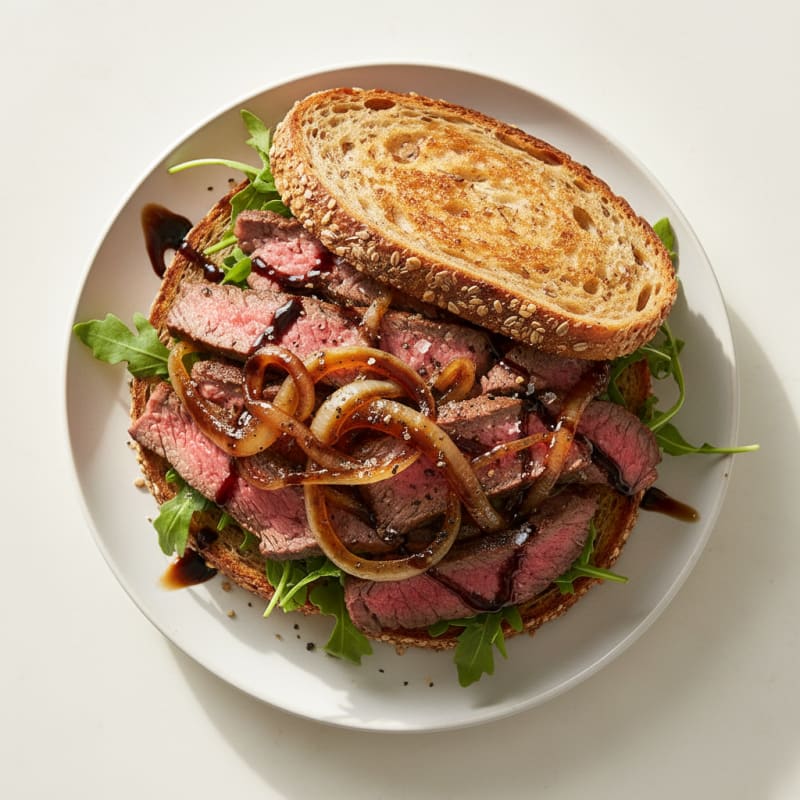 Tender Caramelized Beef and Onion Sandwich