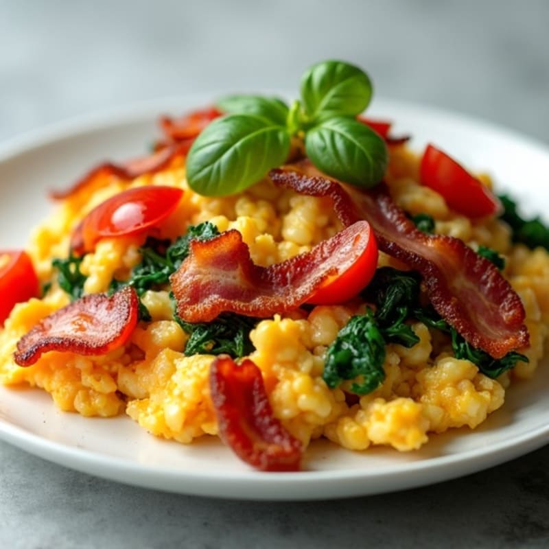 Crispy Turkey Bacon and Veggie Scramble