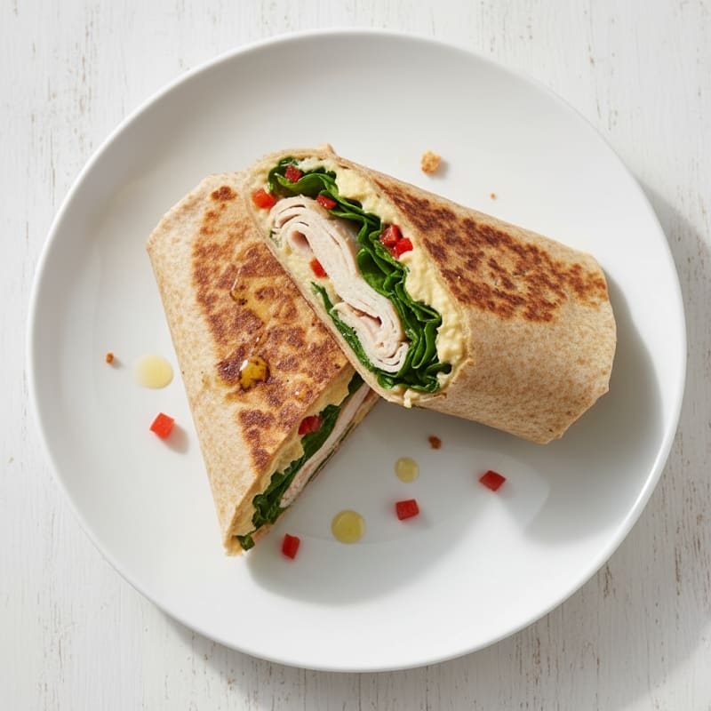 Grilled Turkey and Spinach Wrap with Hummus