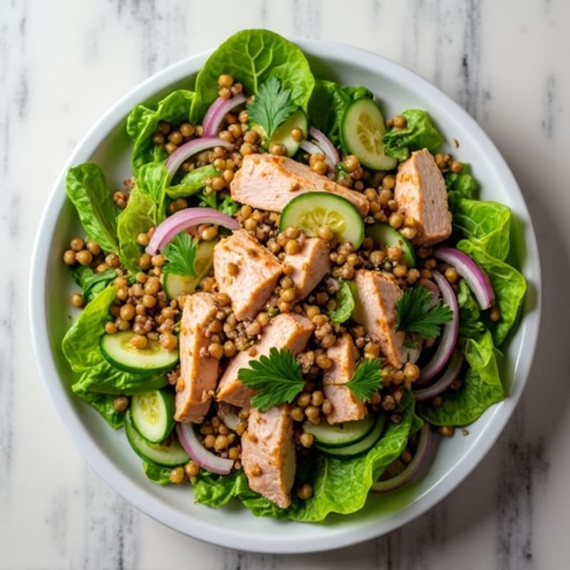 Flaky Tuna and Tender Lentil Salad with Lemon Herb Dressing
