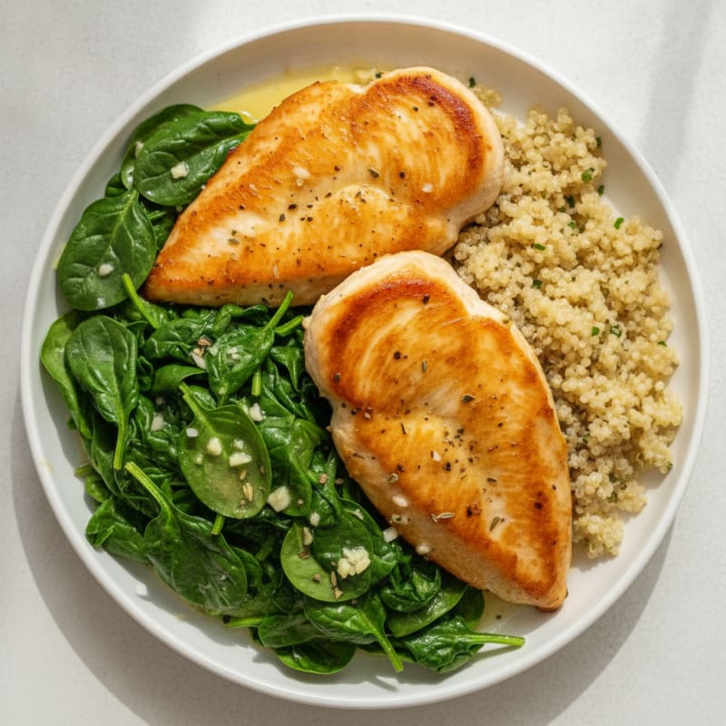 Pan-Seared Chicken with Garlicky Spinach