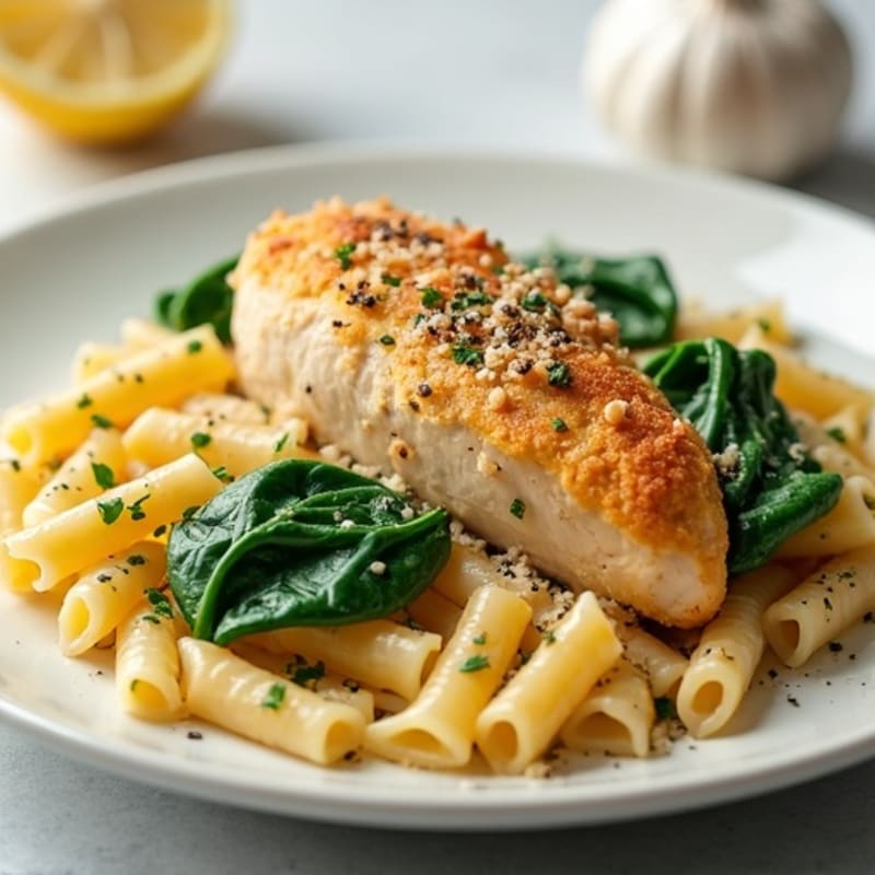 Creamy Lemon Garlic Chicken Pasta with Spinach