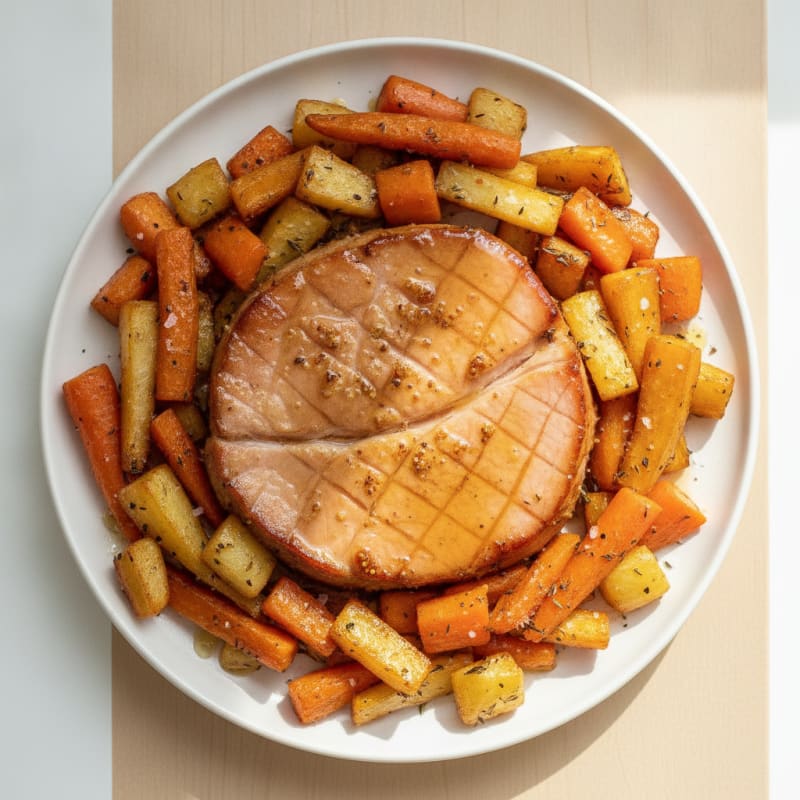 Honey-Glazed Ham with Roasted Root Vegetables