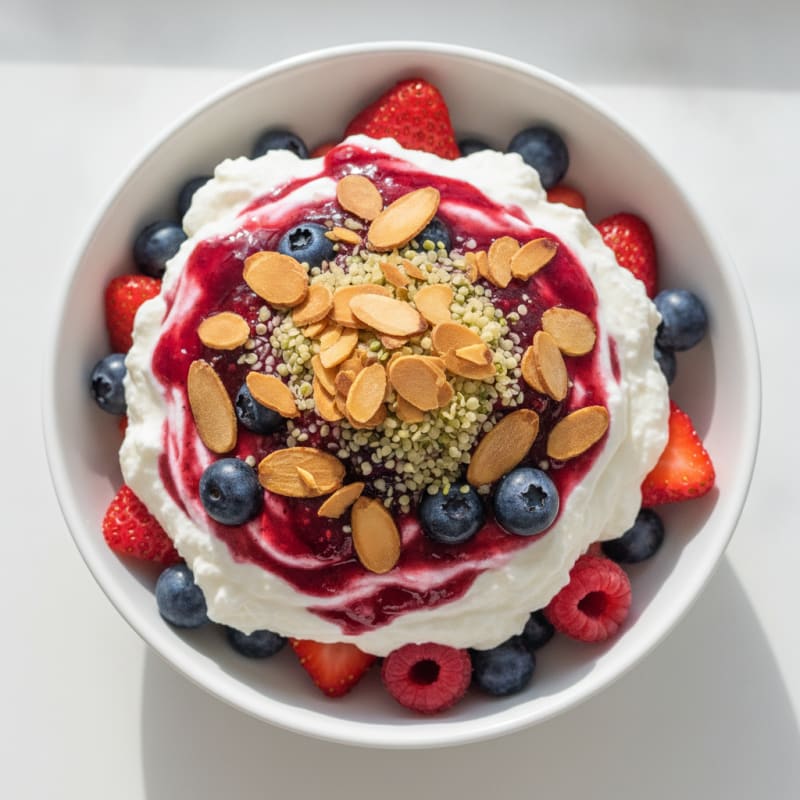 Creamy Vanilla Protein Yogurt Parfait with Mixed Berries
