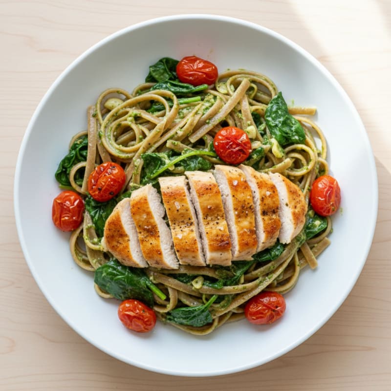 Creamy Pesto Chicken Linguine