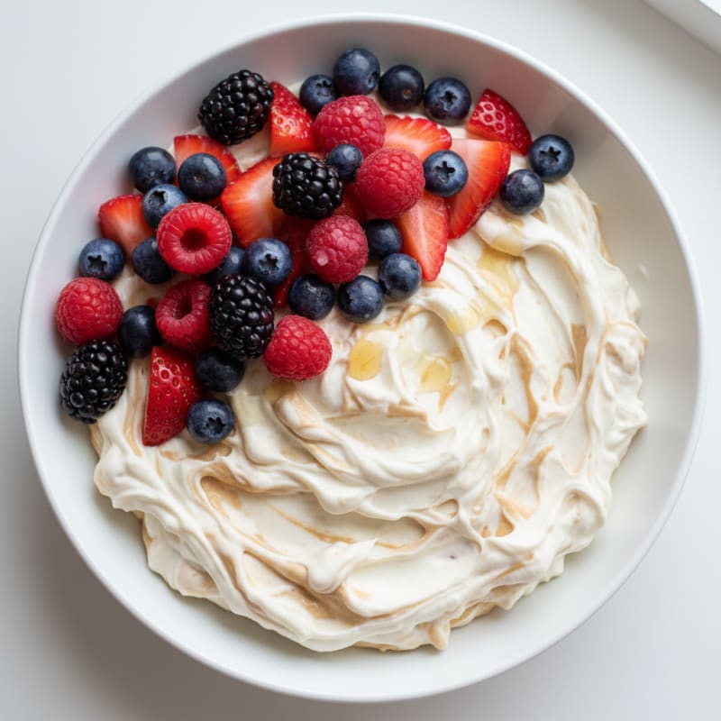 Silky Greek Yogurt Protein Mousse with Mixed Berries