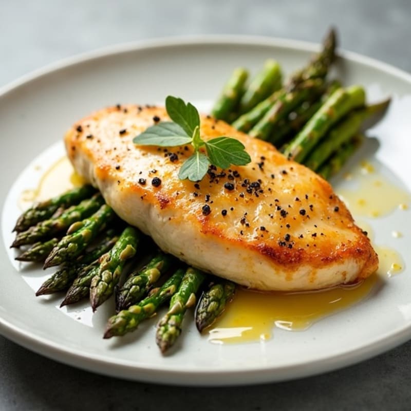 Lemon-Garlic Roasted Chicken Breast with Roasted Asparagus