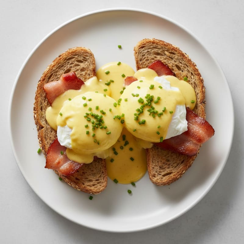 Creamy Hollandaise Poached Eggs Benedict