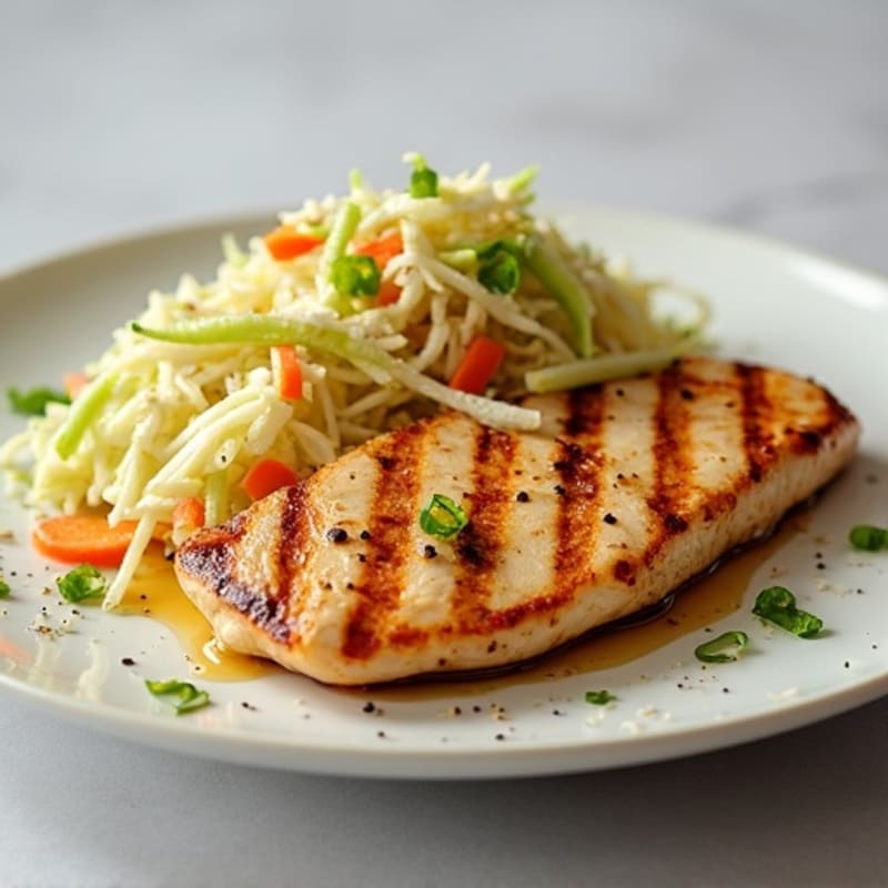 Grilled Chicken Breast with Crunchy Cabbage Slaw