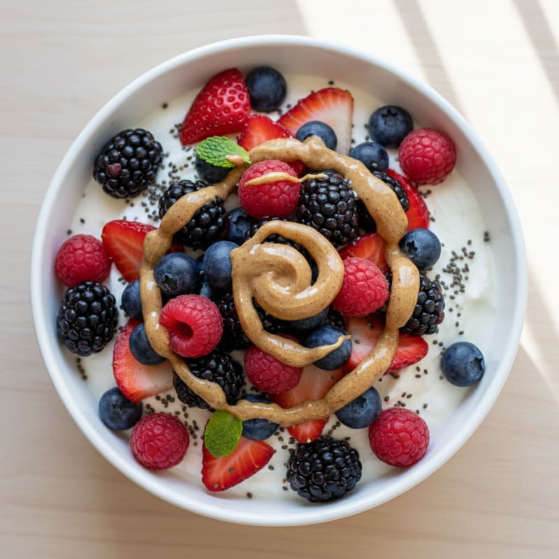 Silky Greek Yogurt Protein Pudding with Mixed Berries