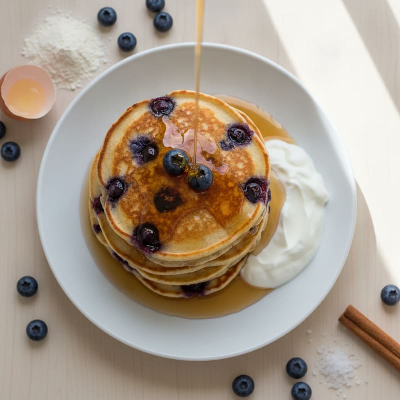 Blueberry Pancakes with Maple Syrup