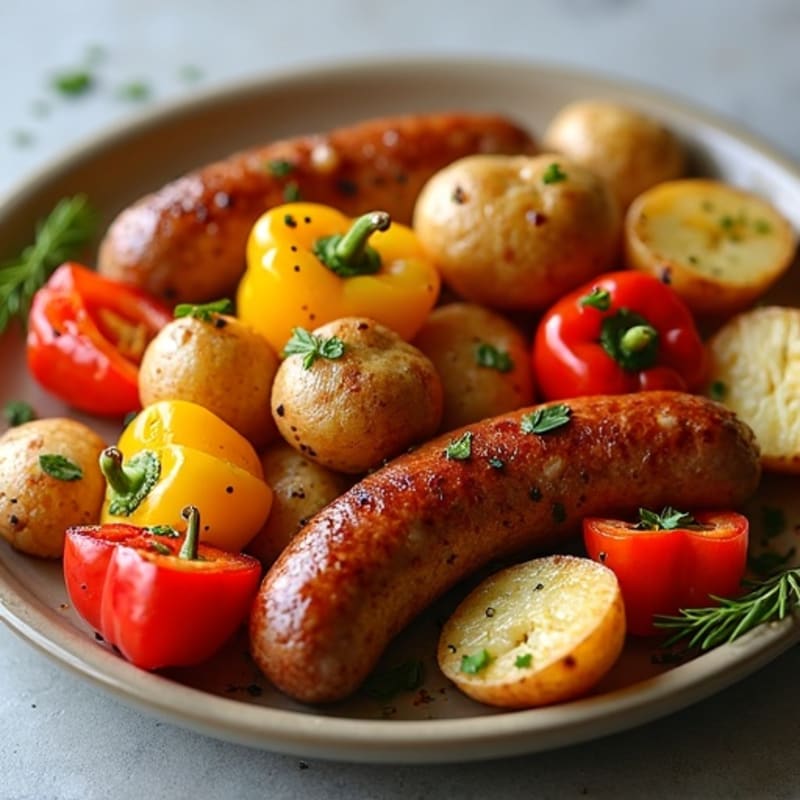 Hearty Sheet Pan Smoked Sausage and Crispy Roasted Potatoes with Bell Peppers
