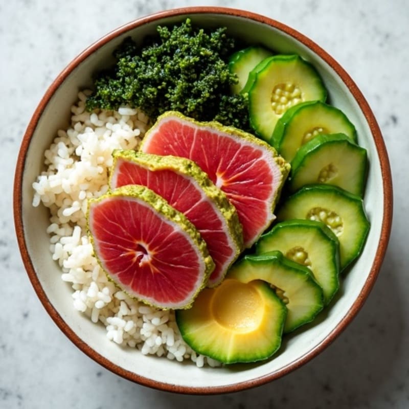 Fresh Ahi Tuna Poke Bowl with Creamy Sesame Dressing