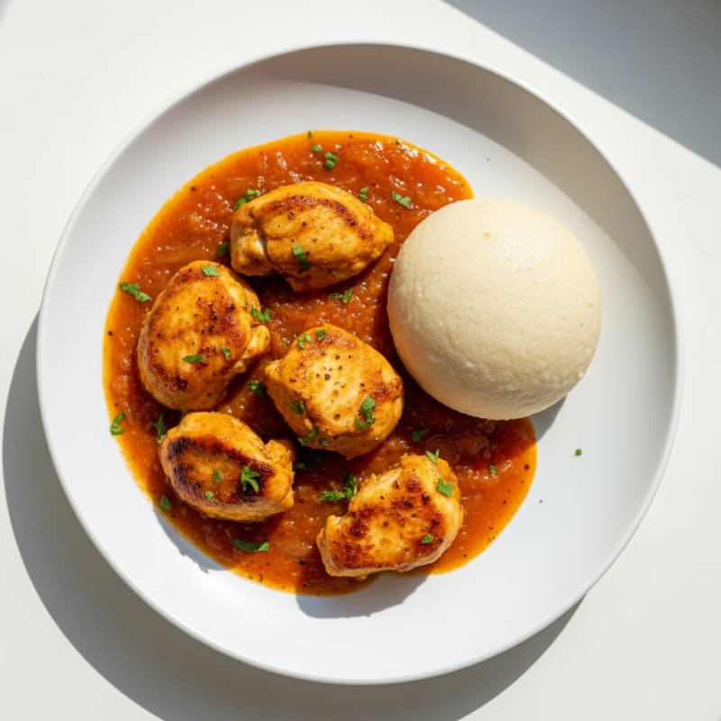 Tender Chicken Gravy with Fufu