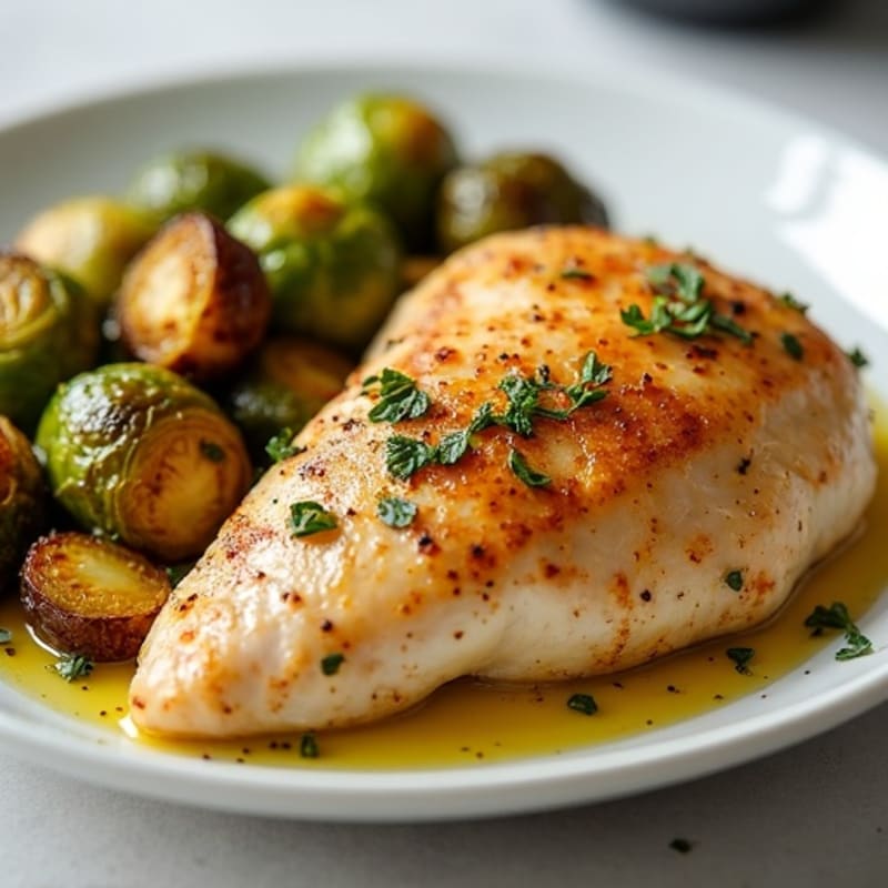 Lemon Herb Roasted Chicken with Crispy Brussels Sprouts
