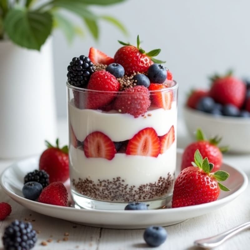Greek Yogurt Protein Parfait with Mixed Berries