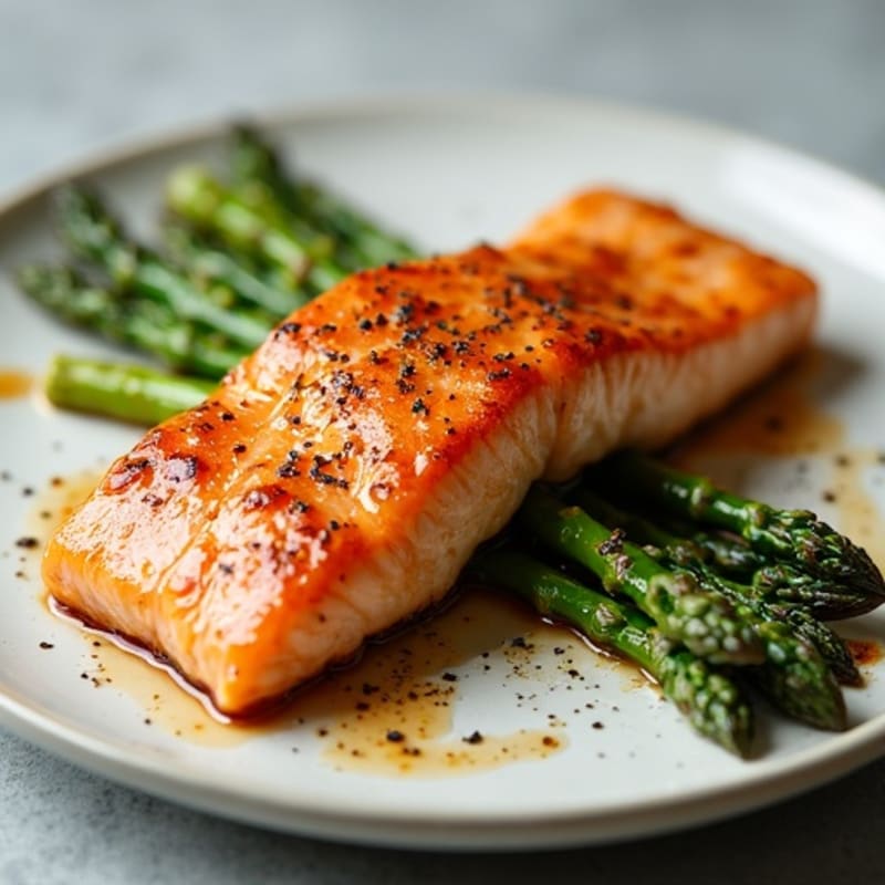 Flaky Teriyaki Glazed Salmon with Roasted Asparagus