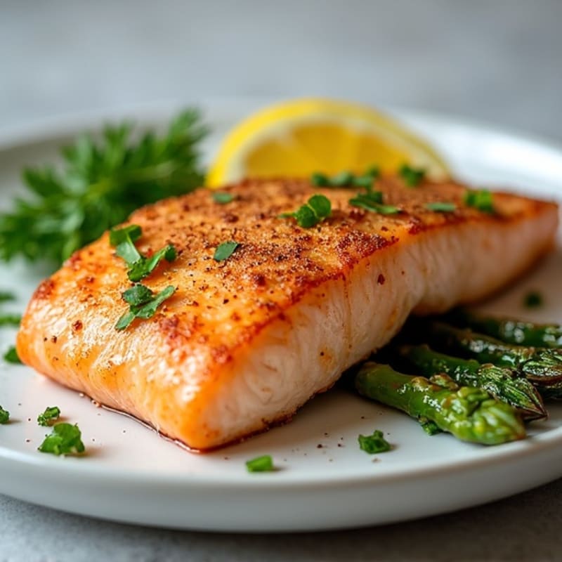 Crispy Pan-Seared Salmon with Roasted Asparagus