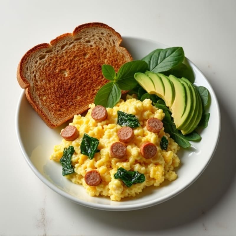 Egg White and Turkey Sausage Scramble with Spinach