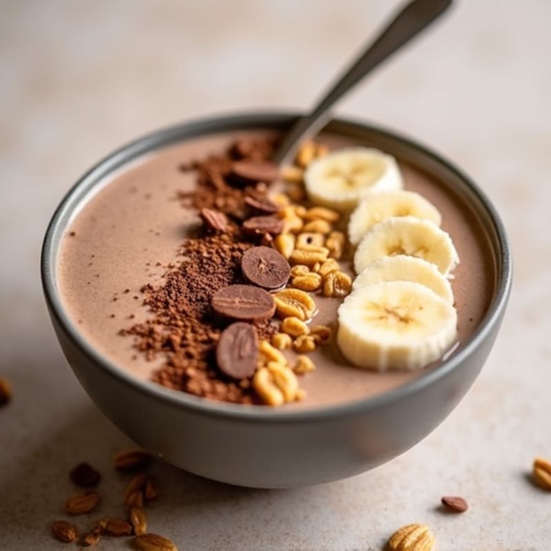 Creamy Peanut Butter Chocolate Protein Smoothie Bowl