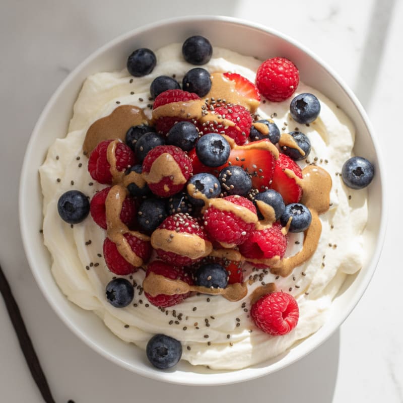 Silky Greek Yogurt Protein Pudding with Berries