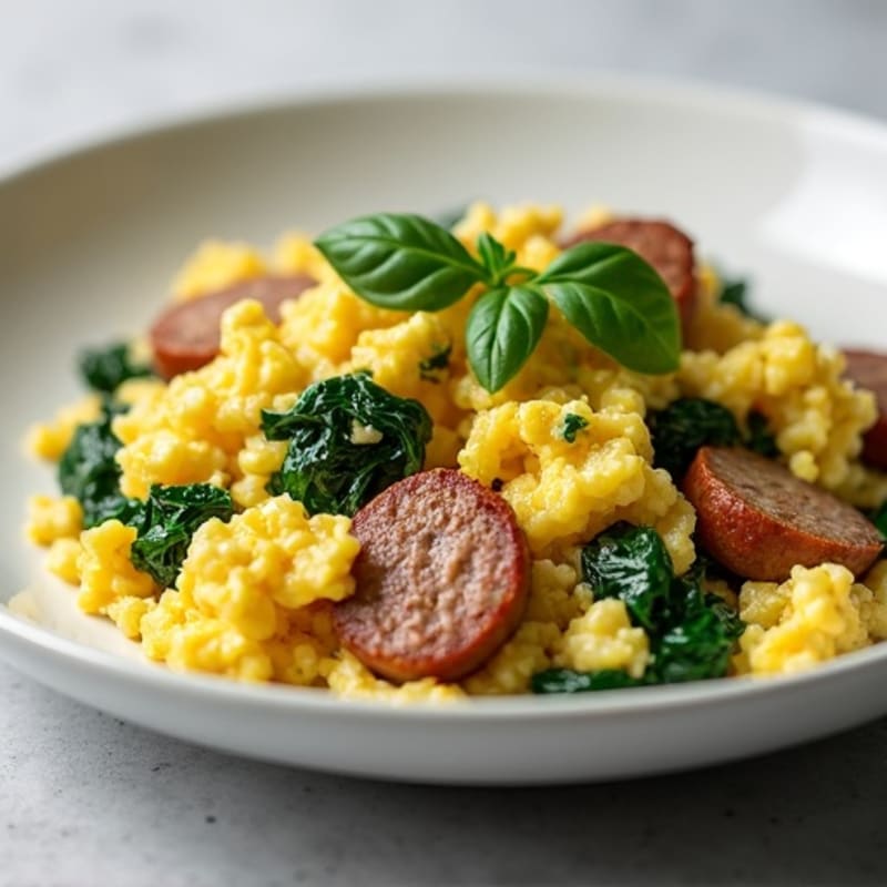 Egg White and Turkey Sausage Scramble with Spinach