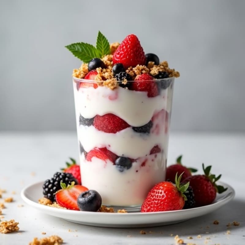 Greek Yogurt Protein Parfait with Mixed Berries