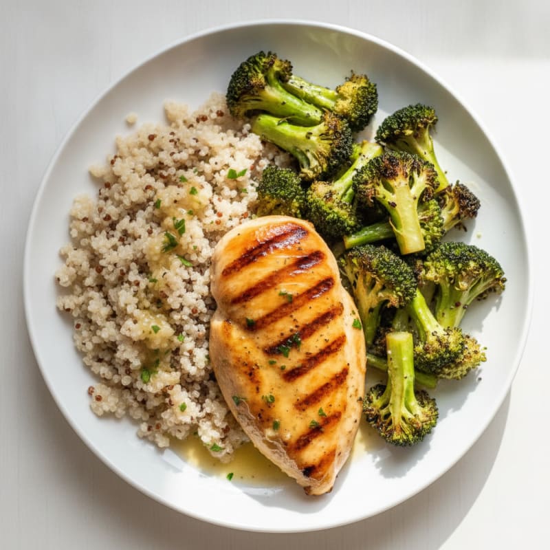 Grilled Chicken Breast with Roasted Broccoli and Quinoa