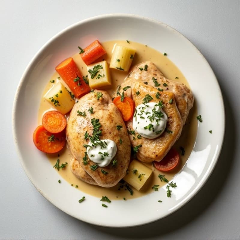 Slow Cooker Creamy Herb Chicken and Root Vegetables