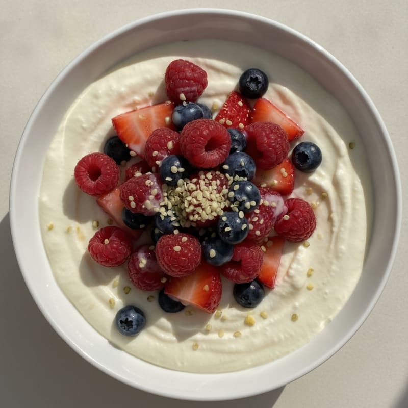 Silky Greek Yogurt Protein Mousse with Mixed Berries